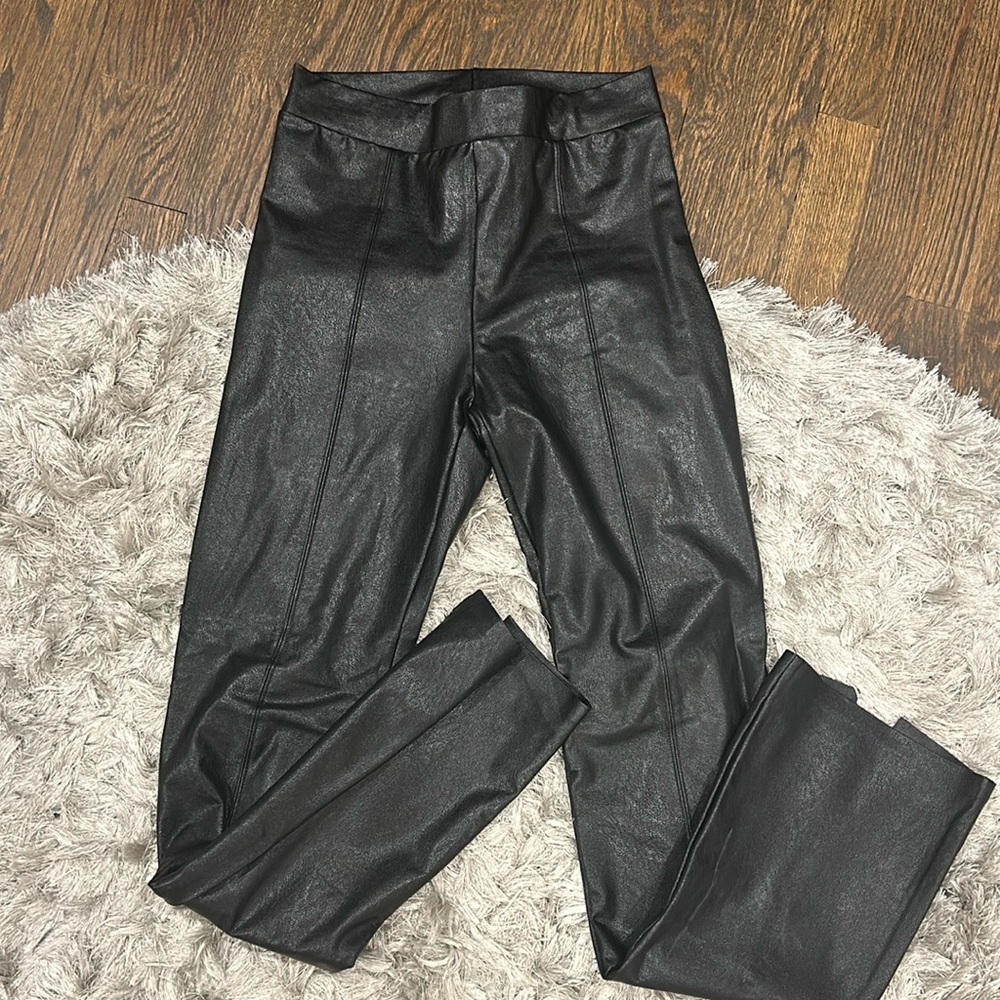 Commando leather split hem pant